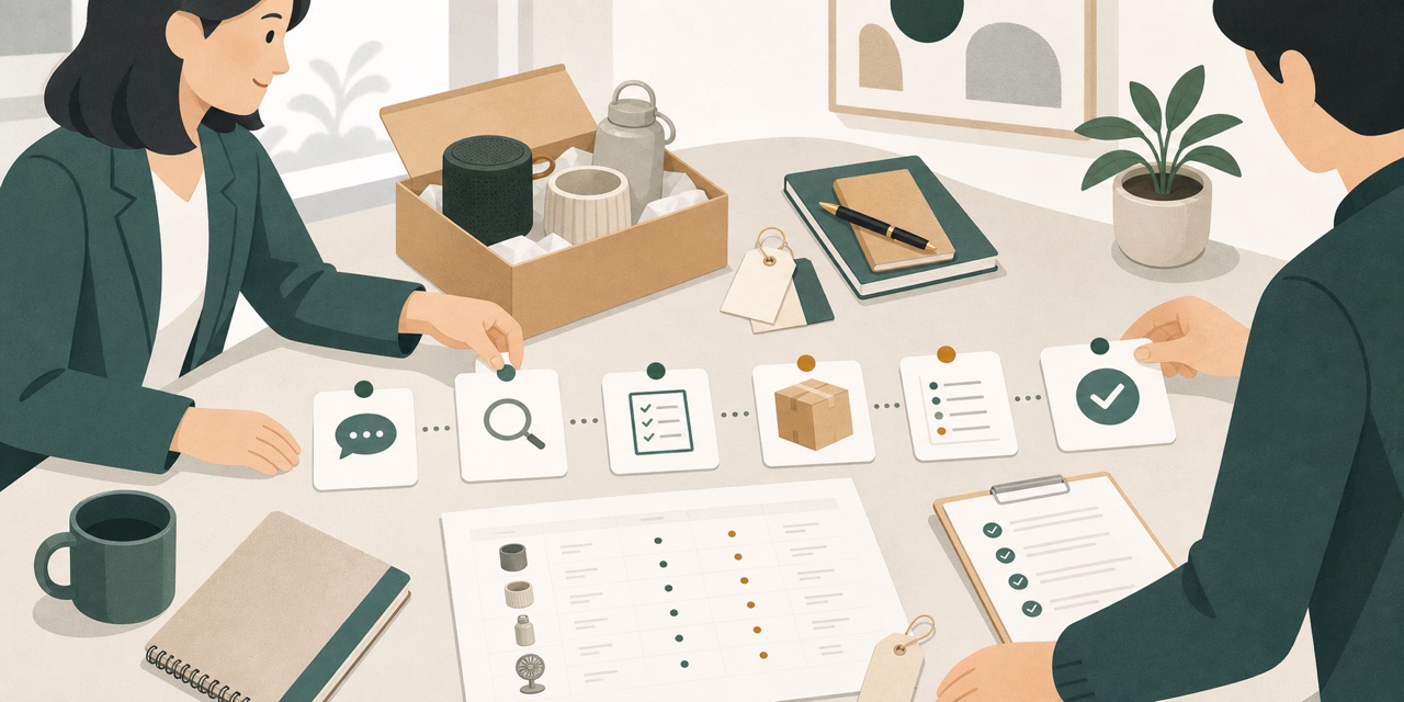 Five-step sample project workflow from sending the situation to record delivery and next-step decision